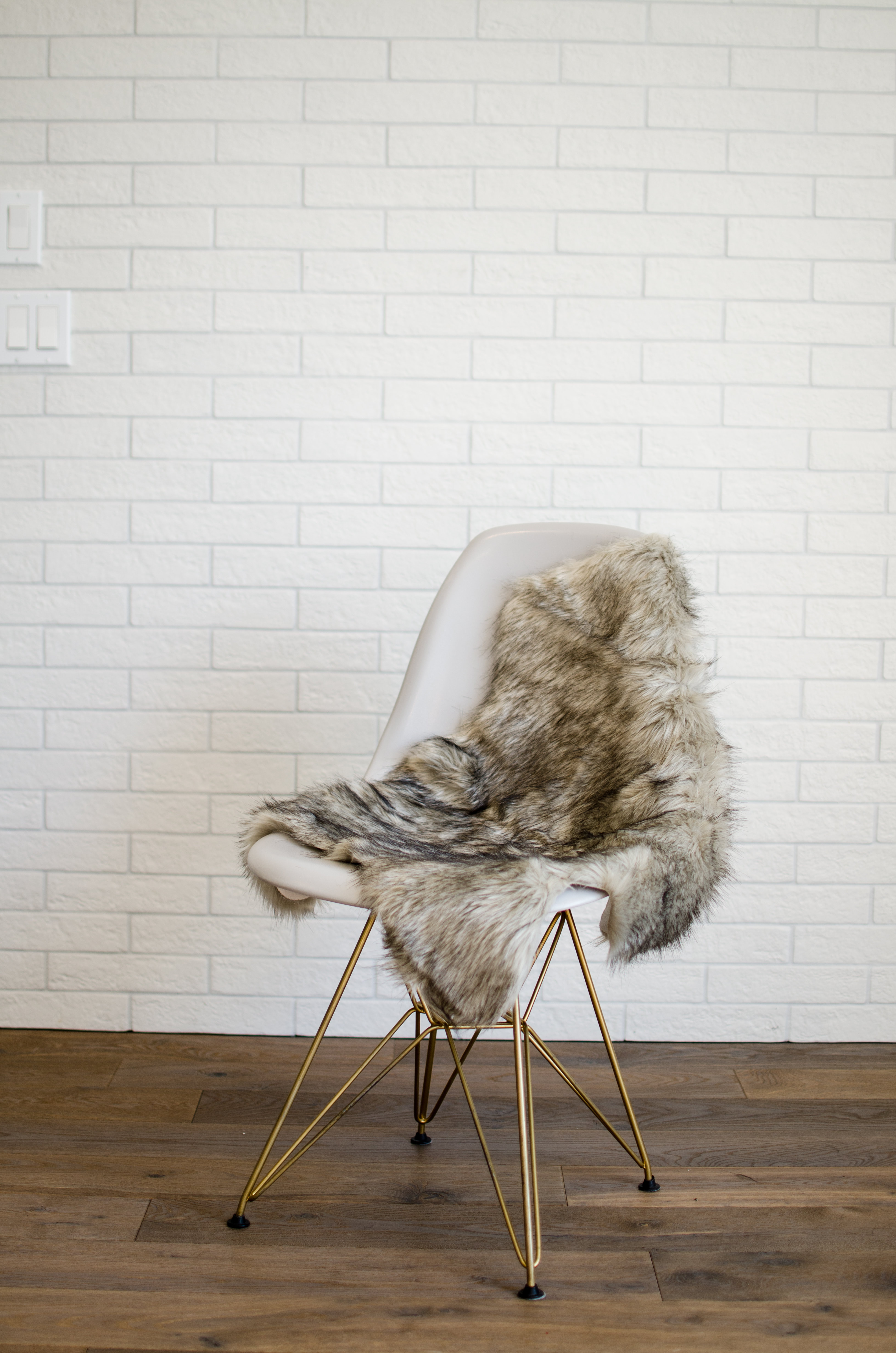 For the Love for Faux Fur Chair Cover - Warm Grey